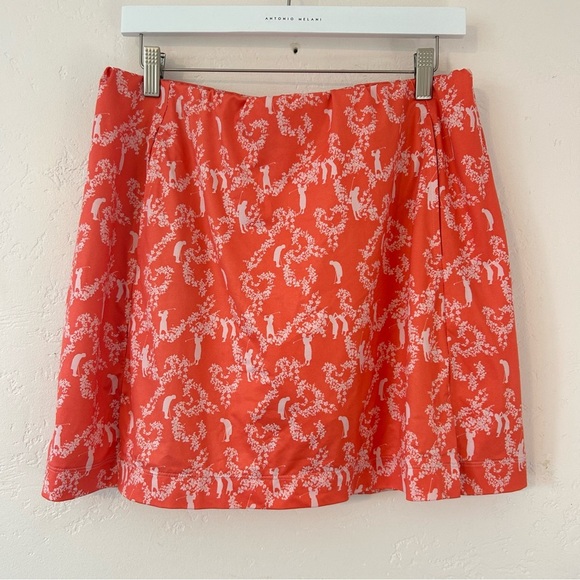 NIKE Golf FitDry Skirt Skort Size M Golfer Print Orange Coral White Stretch - Picture 6 of 13